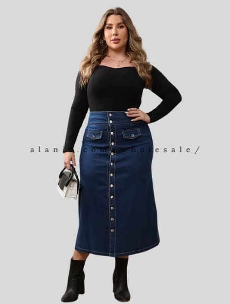 plus size denim maxi skirt for women wholesaler