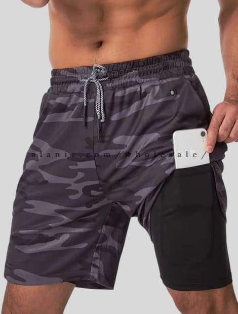 black camo printed athletic short supplier