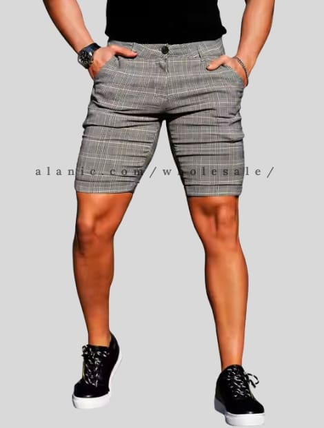 wholesale grey vintage striped mens short