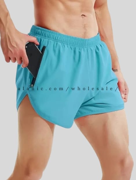 light blue mens short with zip pocket in bulk