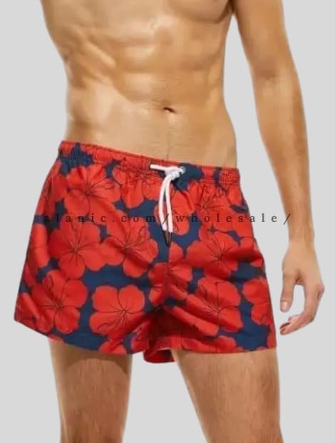 red & blue floral printed mens short manufacturer