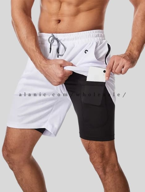 white mens short with mobile holder manufacturer