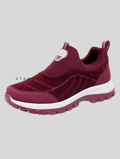 maroon comfy velvet walking shoes supplier